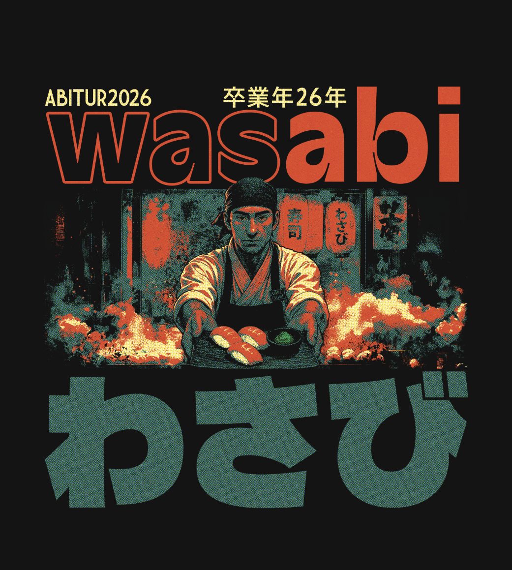 Wasabi Abitur 2026 – Sushi Meister Chef Halbton Streetwear Poster Kanji Schwarz Rot Grün