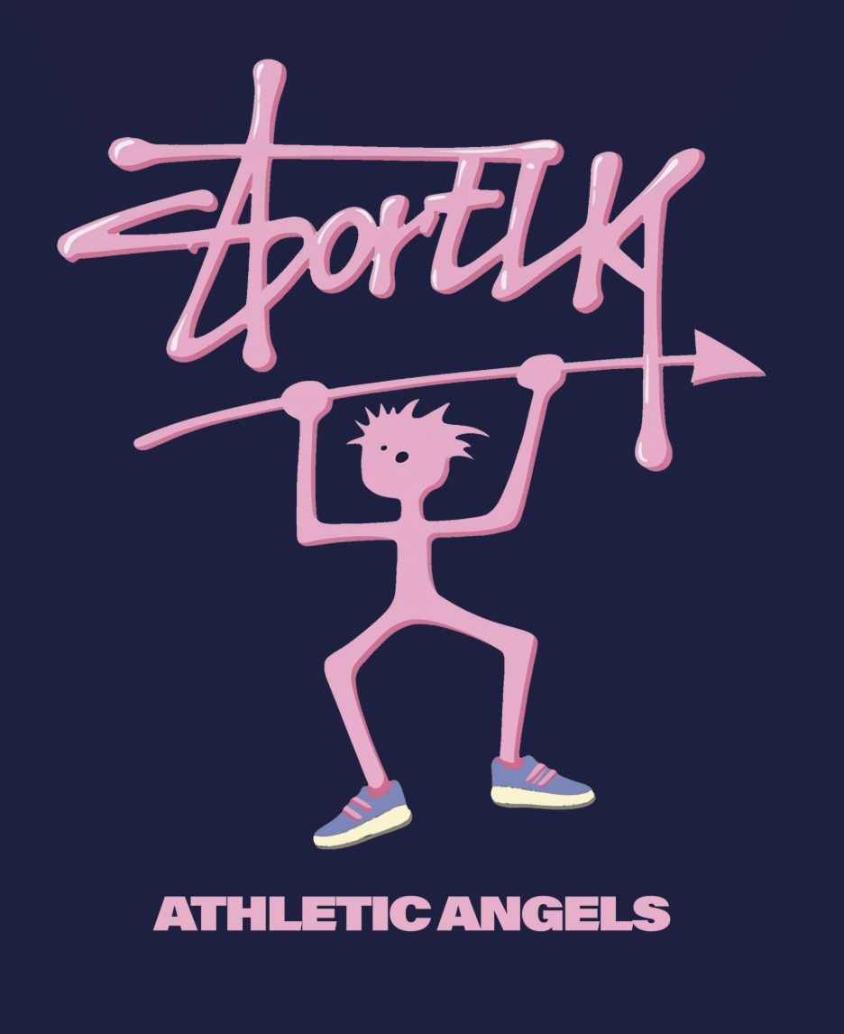 Sport LK Athletic Angels – Strichmännchen Hantel Graffiti Handschrift Sneaker Navy Rosa