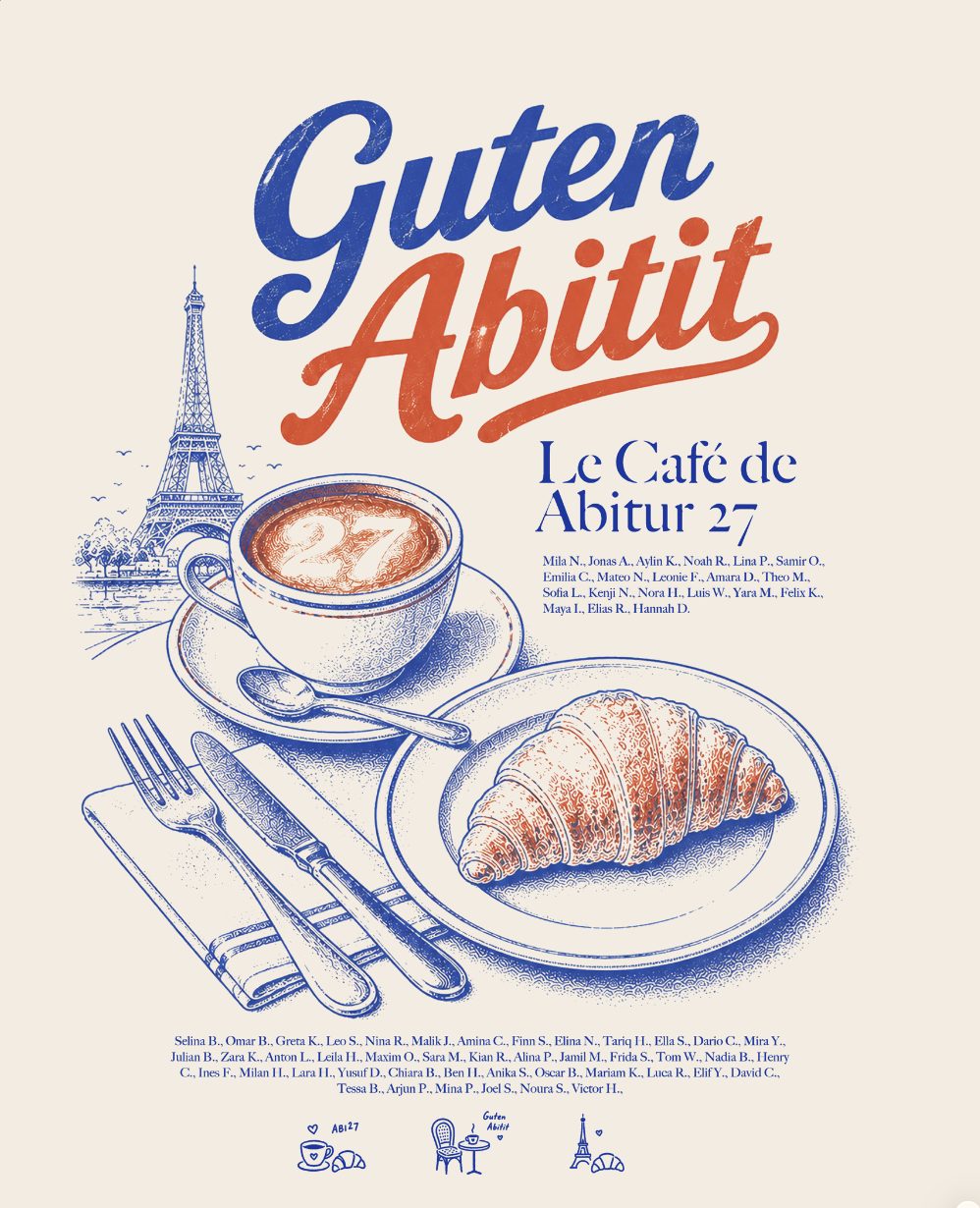 Guten Abitit – Paris Café Croissant Kaffee Le Café de Abitur 27 Creme Blau Rot