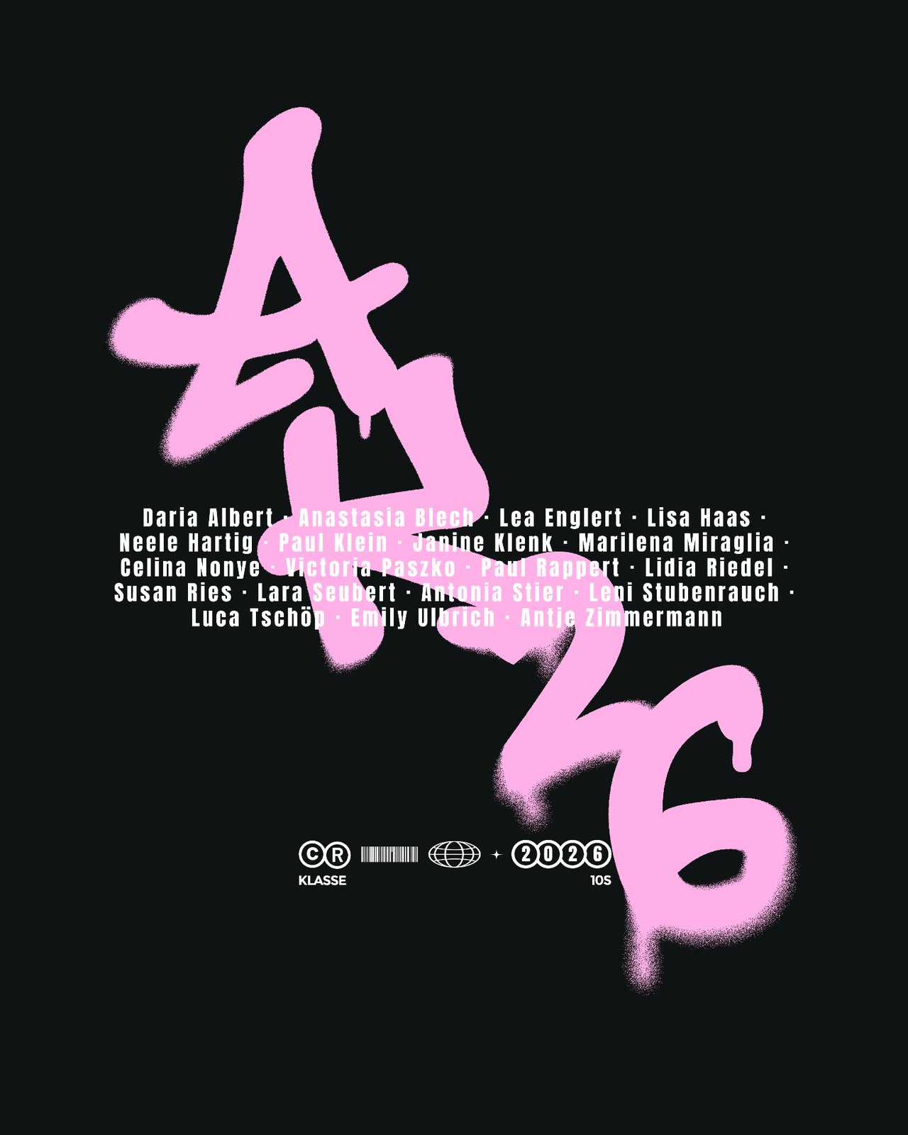 AK 26 – Graffiti Spray Namensliste Klasse 10S Pink Schwarz