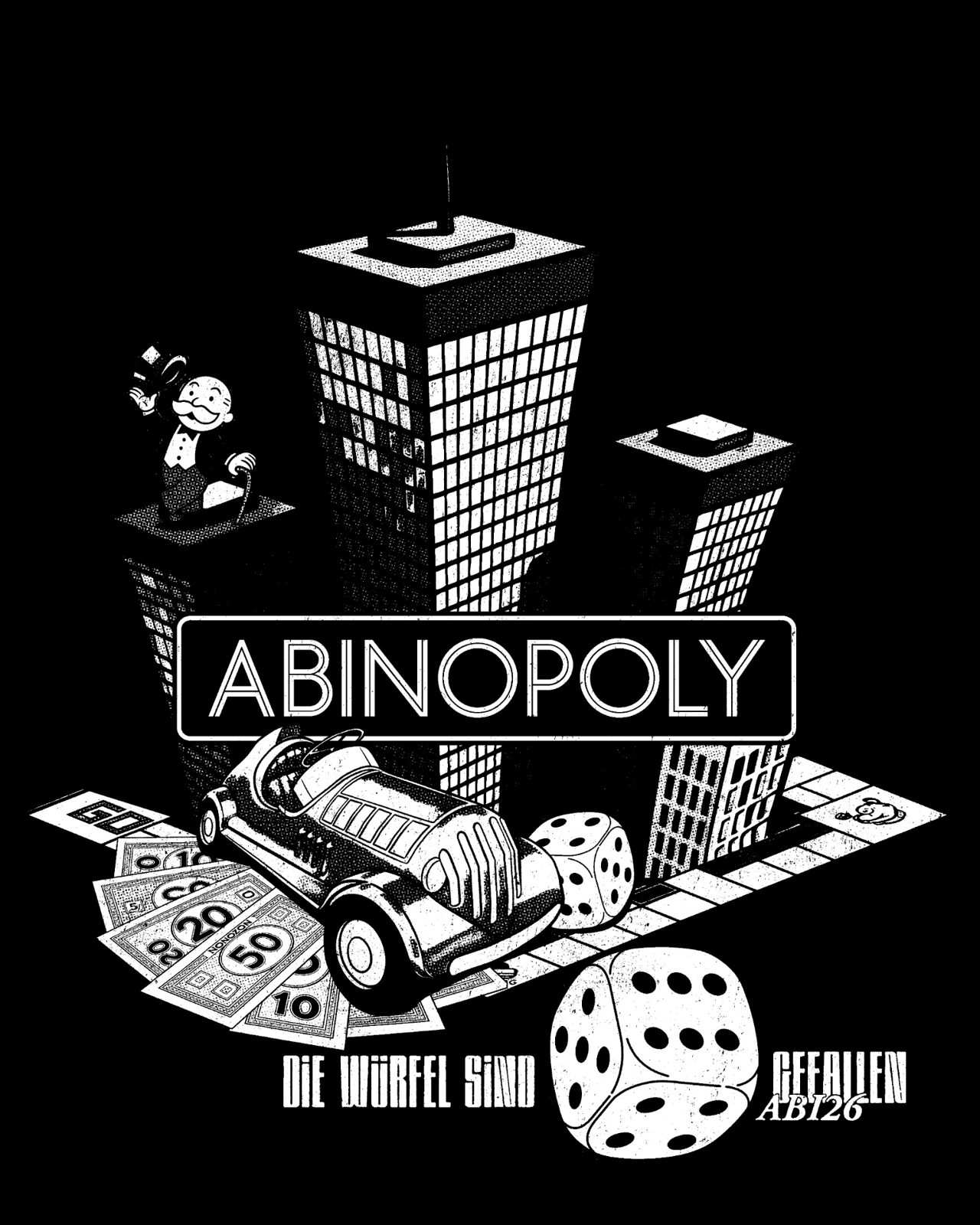 Abinopoly – Skyline Auto Würfel Monochrom
