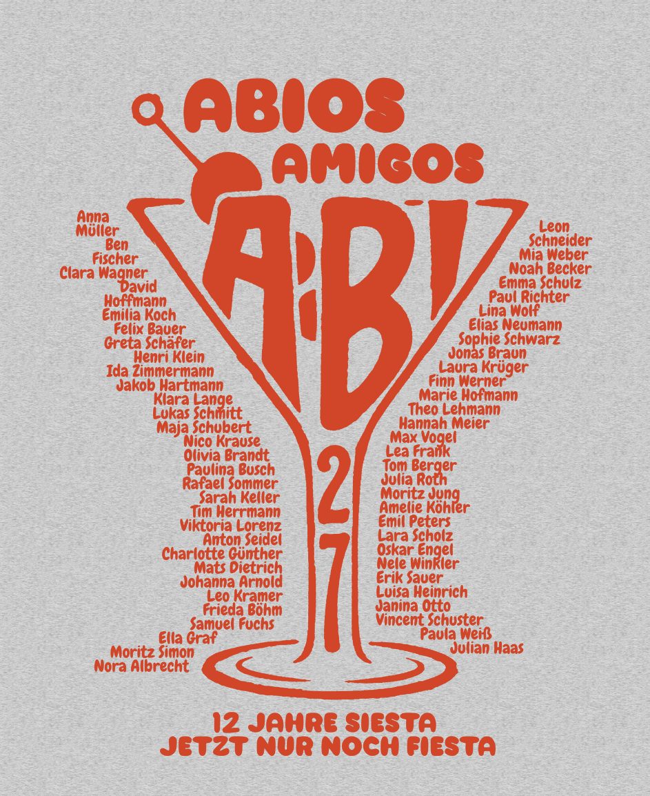 Abios Amigos – Martiniglas Namen Rot