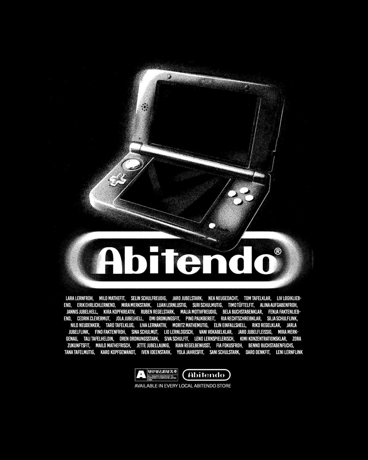 Abitendo – DS Konsole Glow Schwarz Namensliste