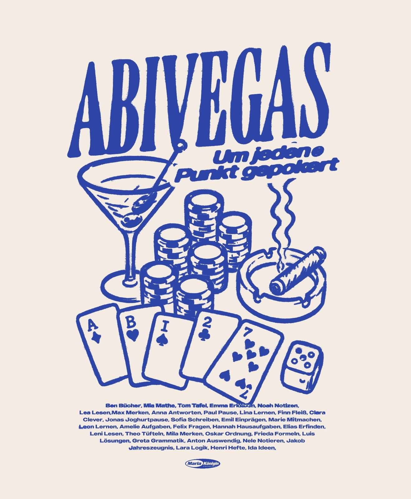 Abivegas – Handgezeichnete Poker Szene Blau