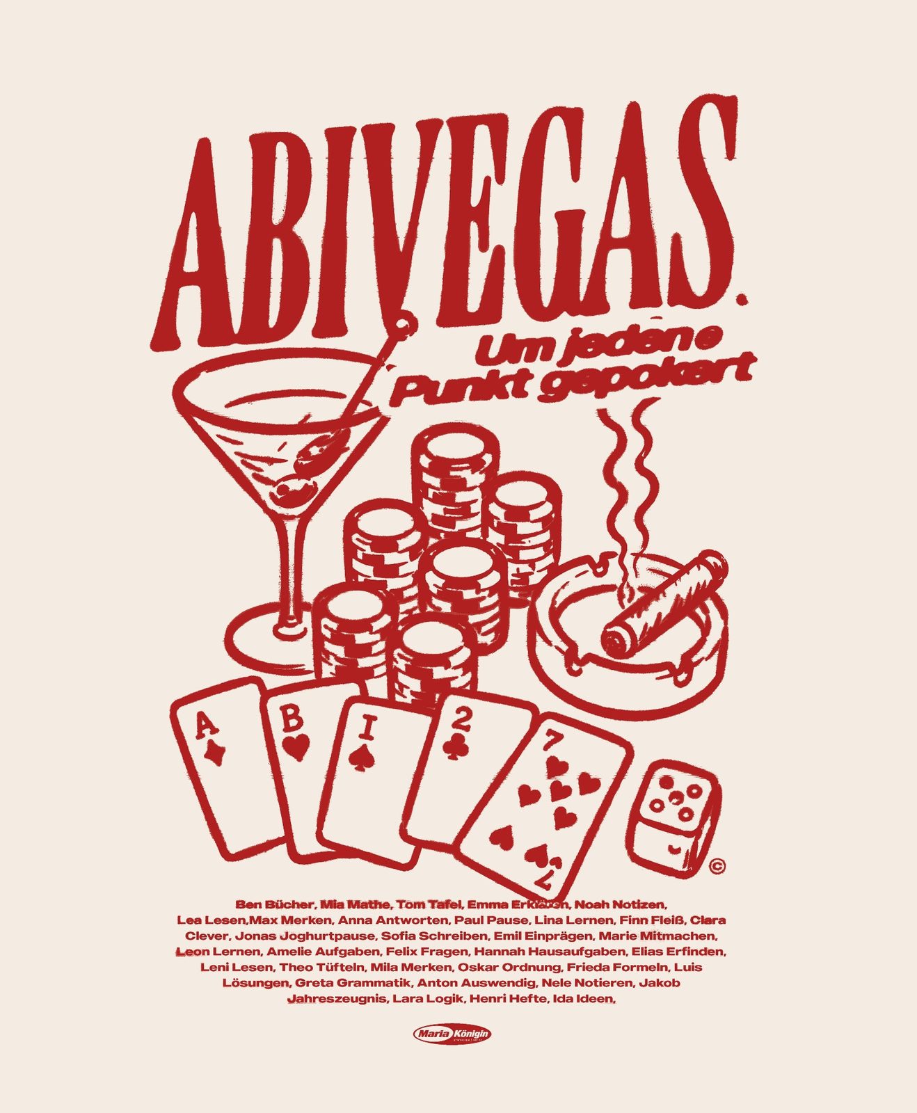 Abivegas – Handgezeichnete Poker Szene Rot