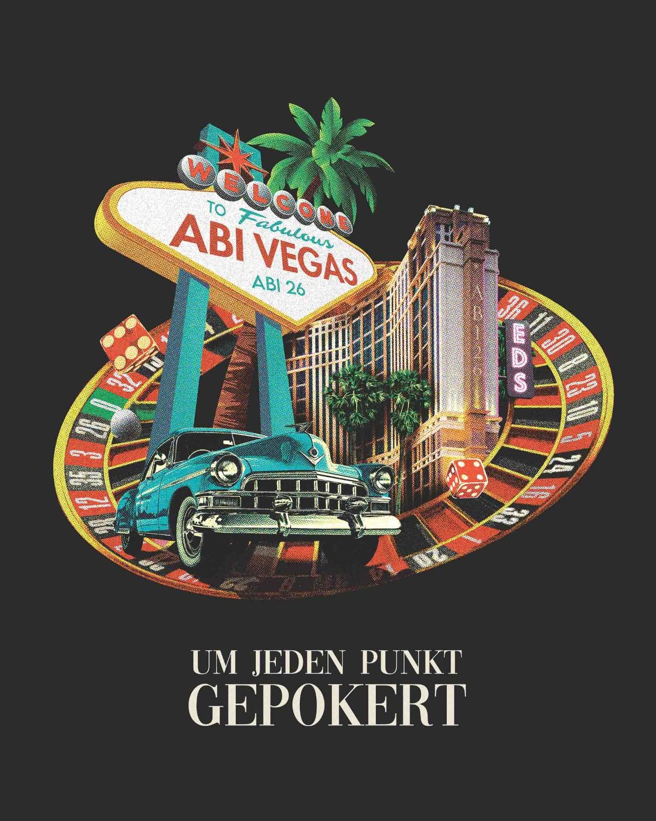 Abivegas – Welcome Sign Cadillac Roulette Halftone Um jeden Punkt gepokert