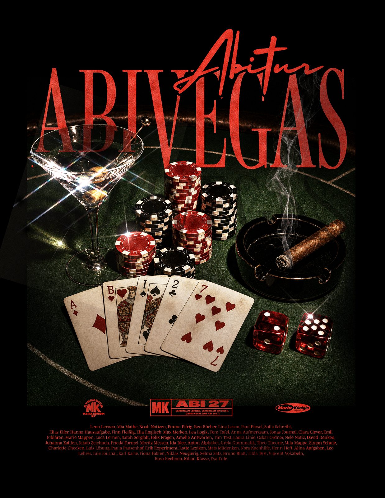 Abivegas – Abitur Poker Chips Zigarre Rot Namensliste