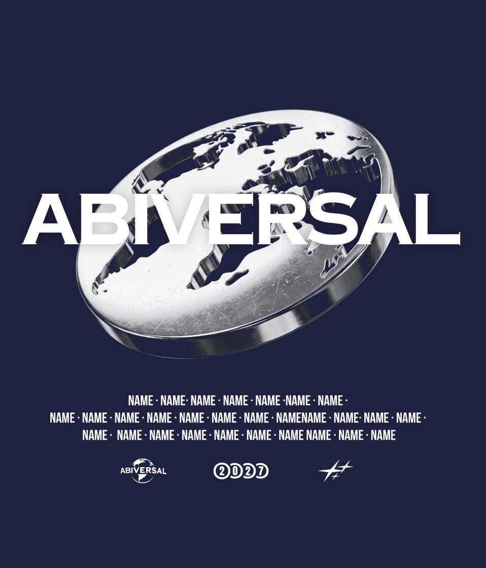 Abiversal – Chrome Globe Weißer Schriftzug Namensliste 2027 Navy