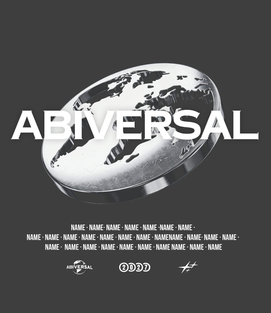 Abiversal – Chrome Globe Weißer Schriftzug Namensliste 2027 Grau