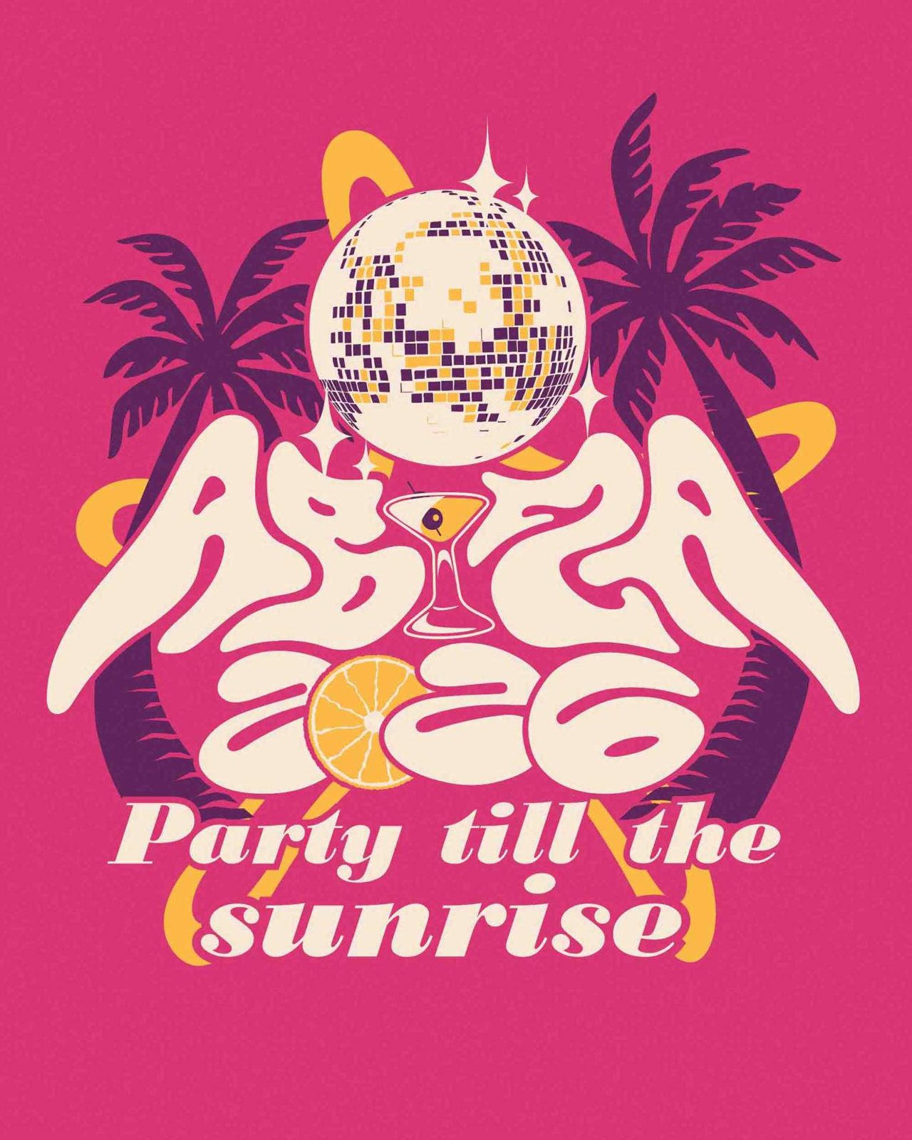 Abiza 2026 – Discokugel Palmen Martini Pink Party till the sunrise