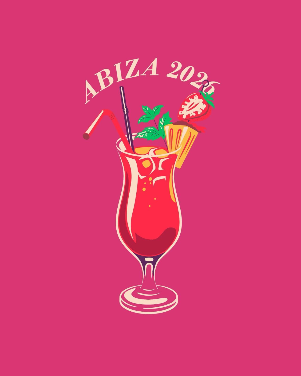Abiza 2026 – Cocktail Erdbeere Minze Pink