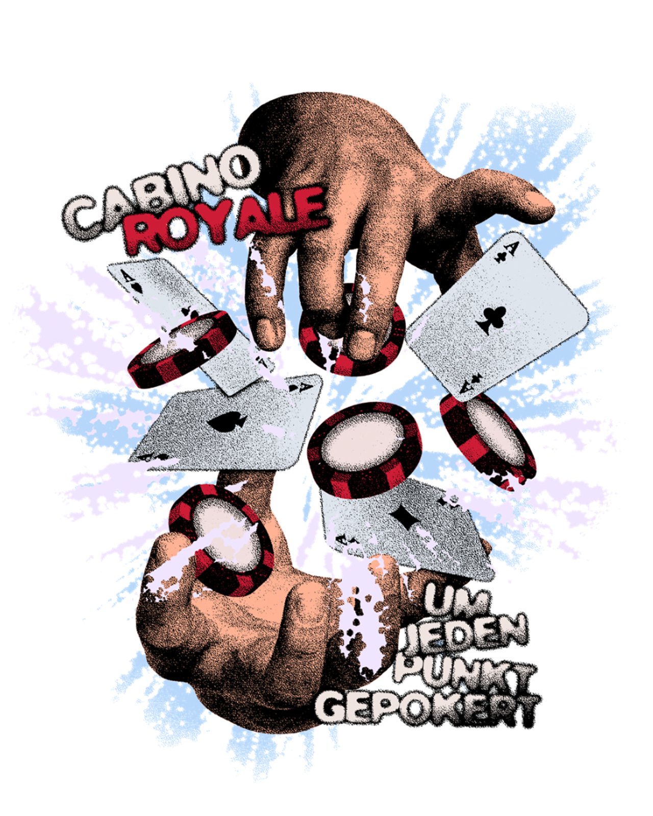 Cabino Royale – Punk Hände Asse Chips Um jeden Punkt gepokert Weiß