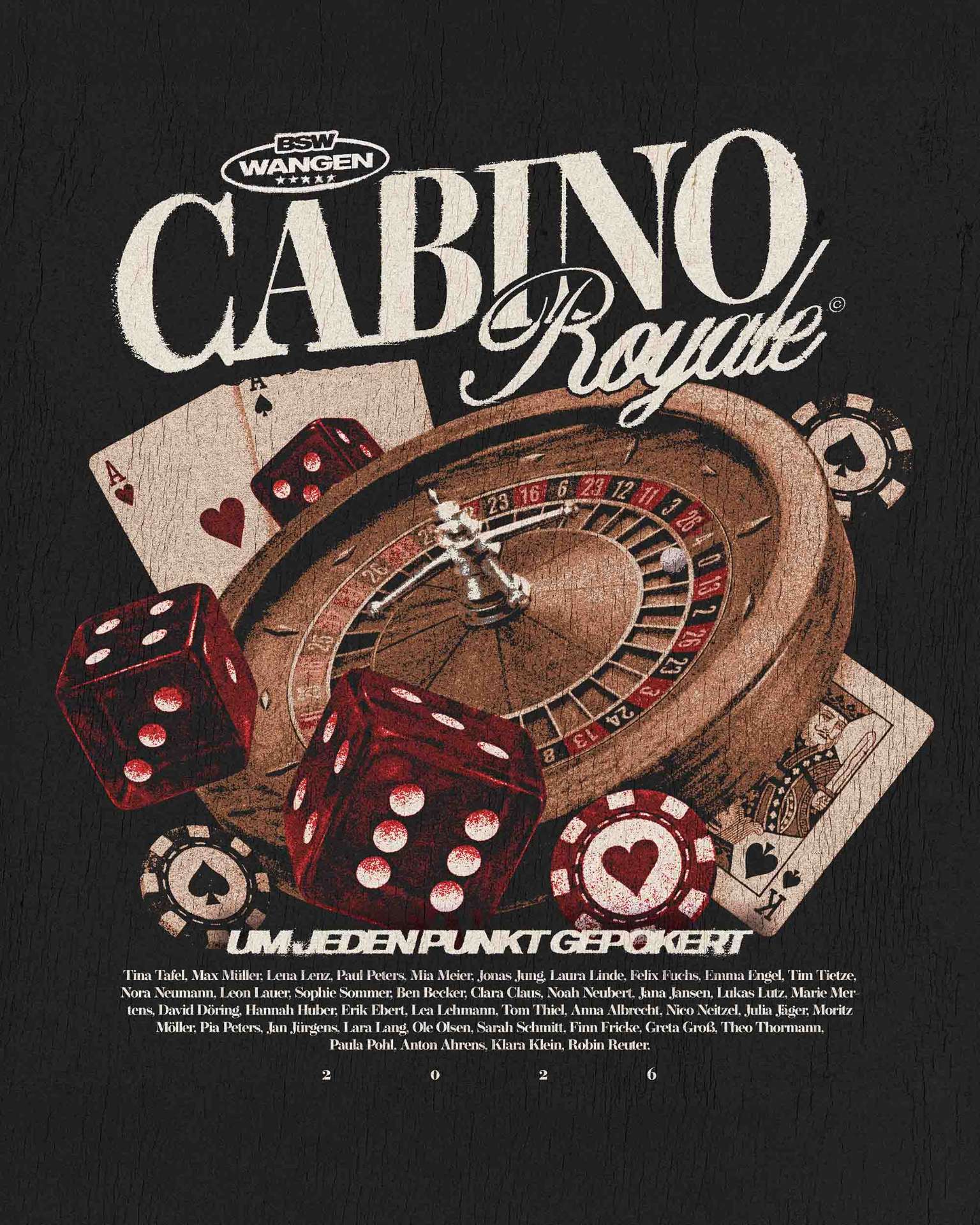 Cabino Royale BSW Wangen – Roulette Karten Würfel Um jeden Punkt gepokert Namensliste
