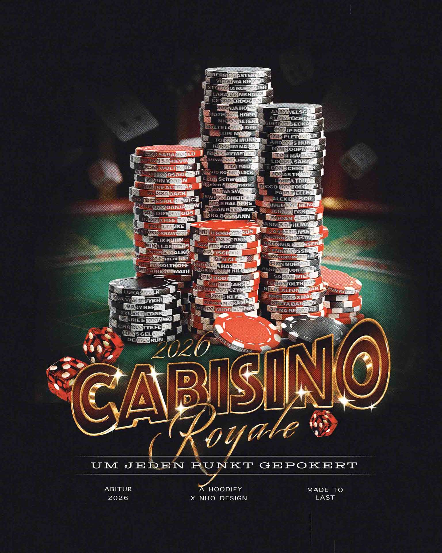 Cabisino Royale 2026 – 3D Gold Chip Stacks Namensliste