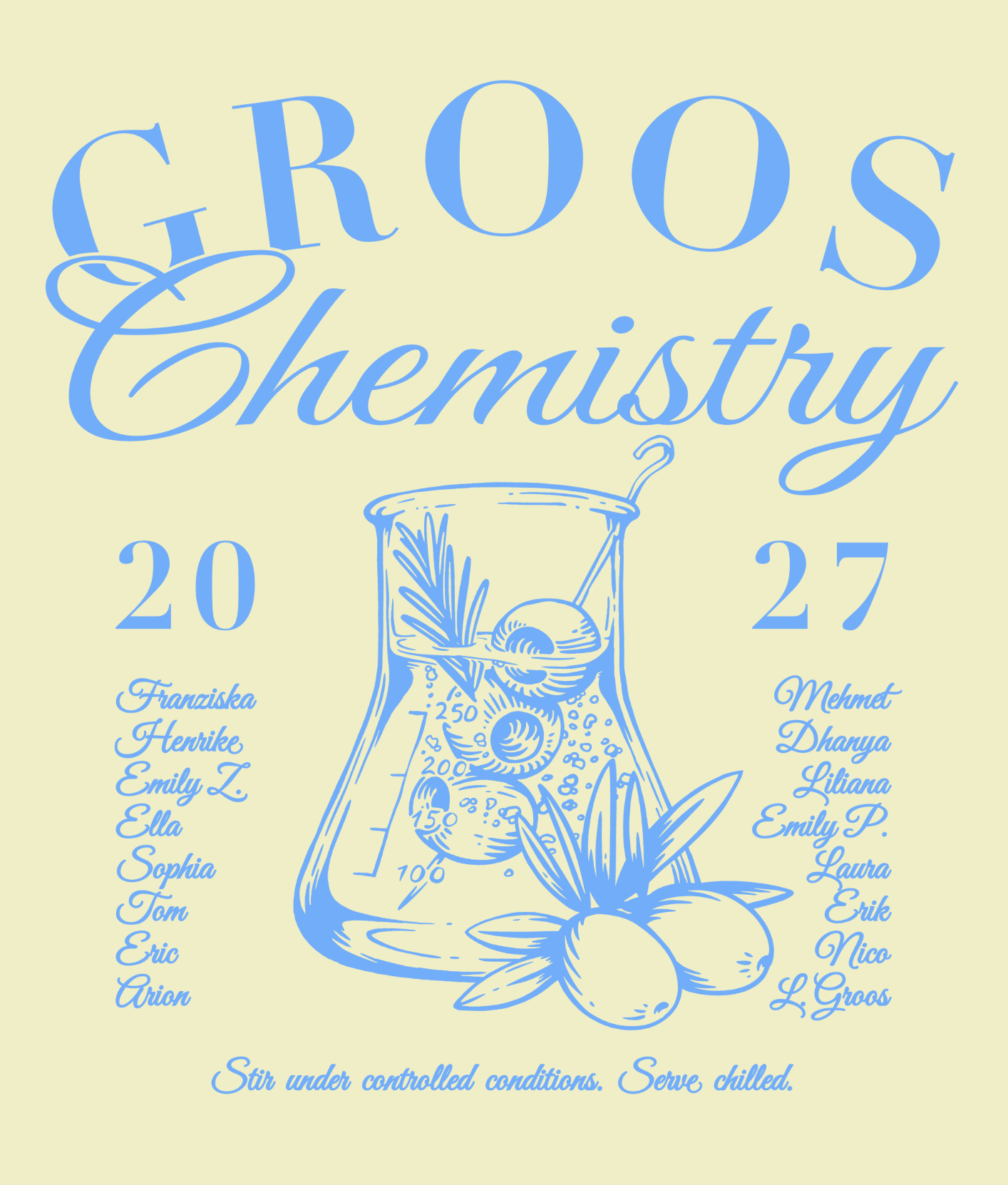 Groos Chemistry 2027 – Vintage Cocktail Kolben Namensliste
