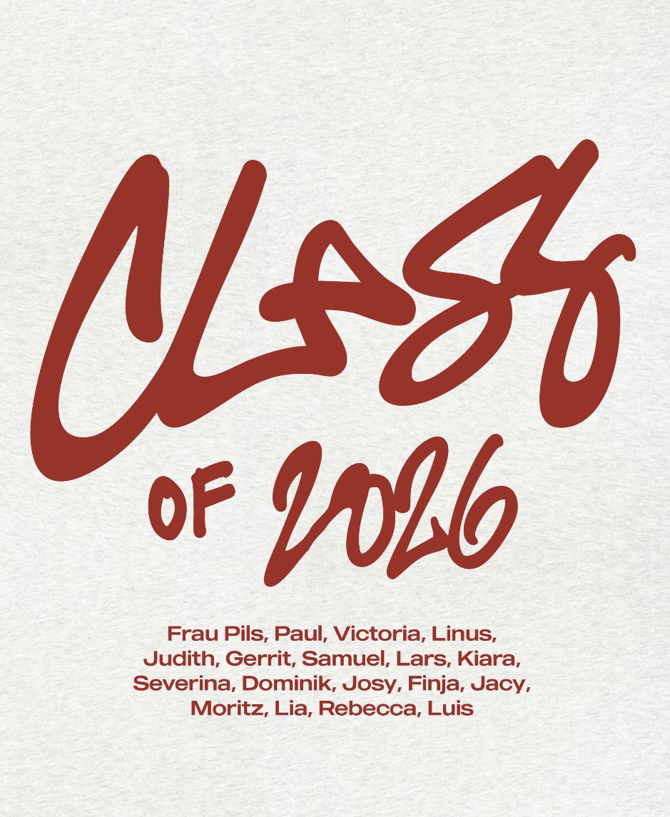 Class of 2026 – Handgezeichnete Script Typografie Namensliste Bordeaux Melange