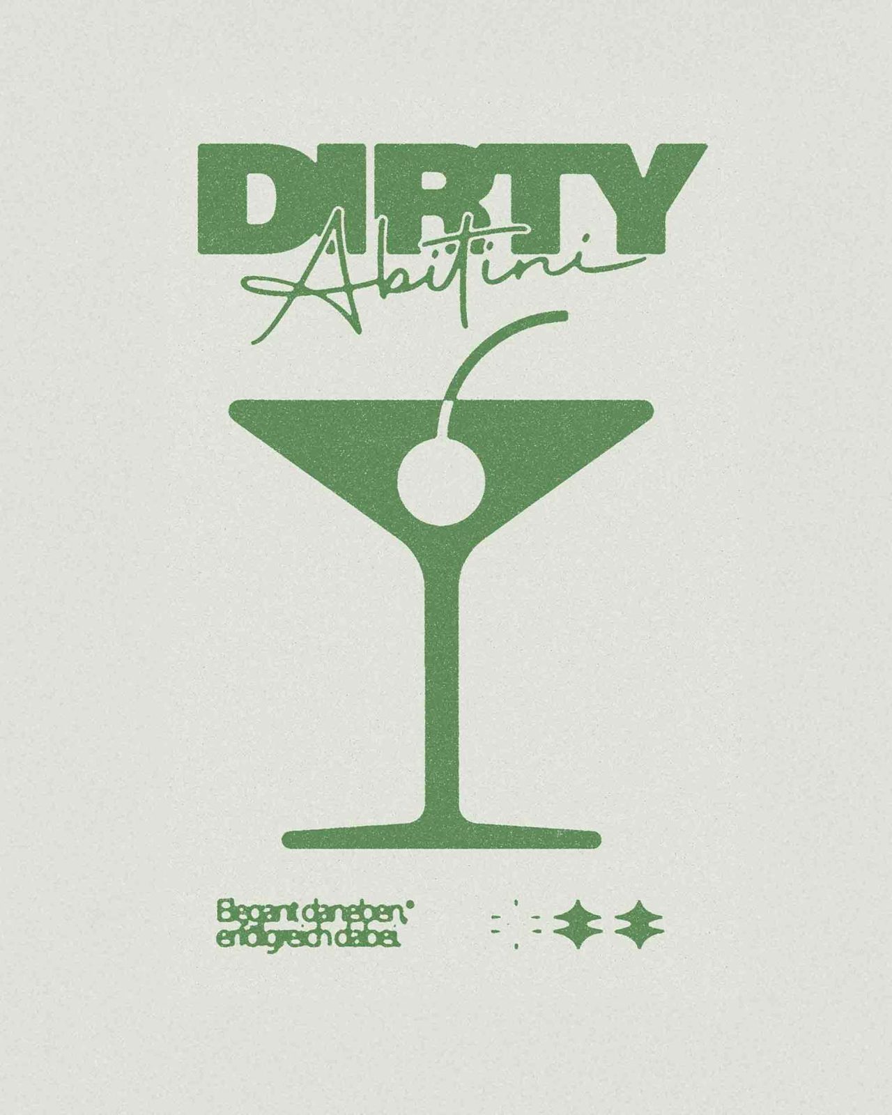 Dirty Abitini – Retro Print Martini Kirsche Bold Serif Grün Creme
