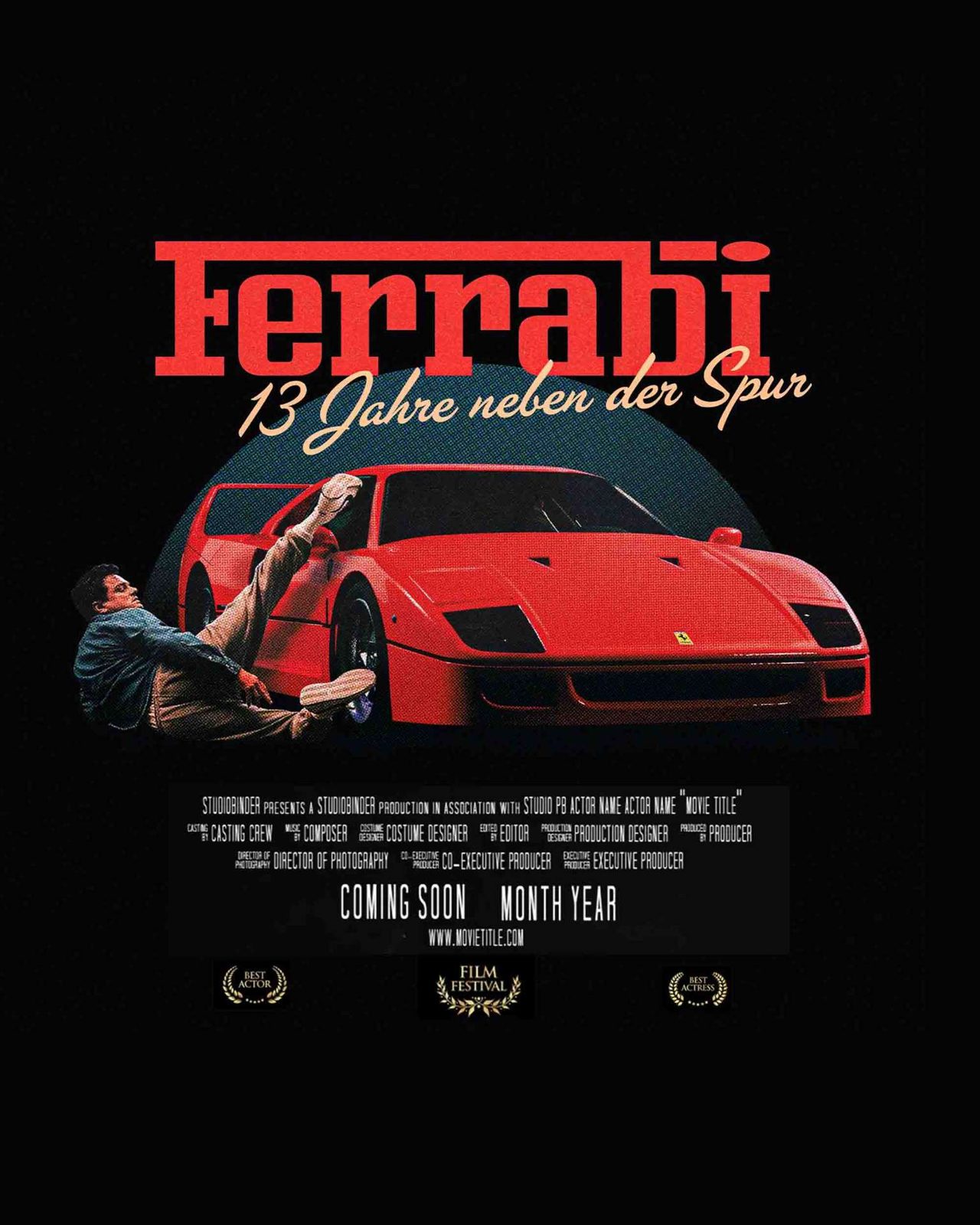 Ferrabi 13 Jahre neben der Spur – Movie Poster Style F40 Halftone Schwarz Rot