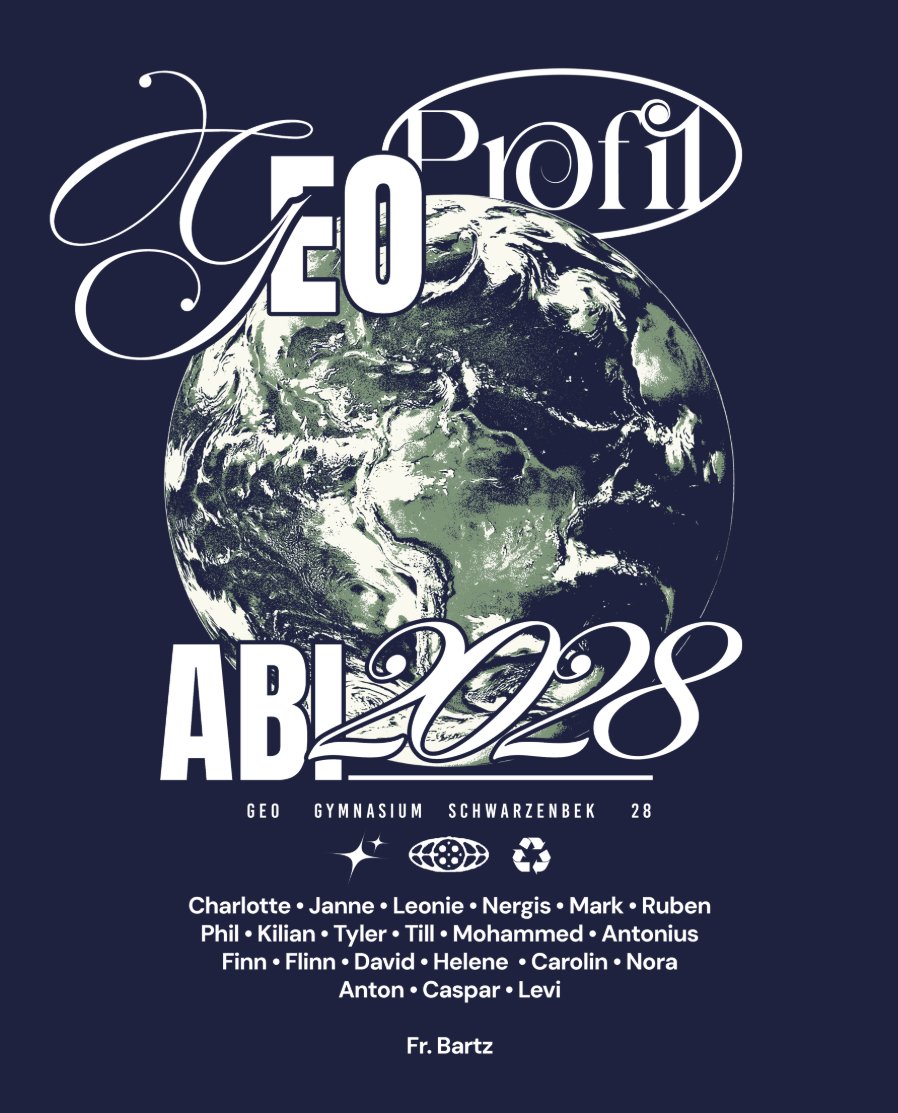 Geo Profil – Abi 2028 Gymnasium Schwarzenbek Erde Namensliste Script Creme Navy